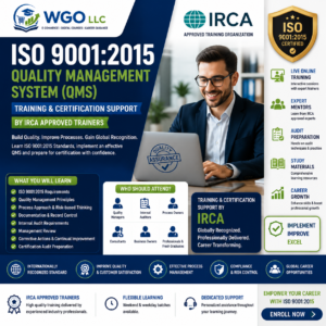 ISO 9001:2015 Quality Management System Training and Certification Support by WGO LLC